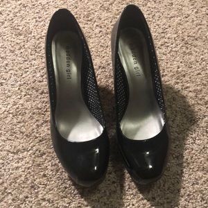 Black closed toed heels.